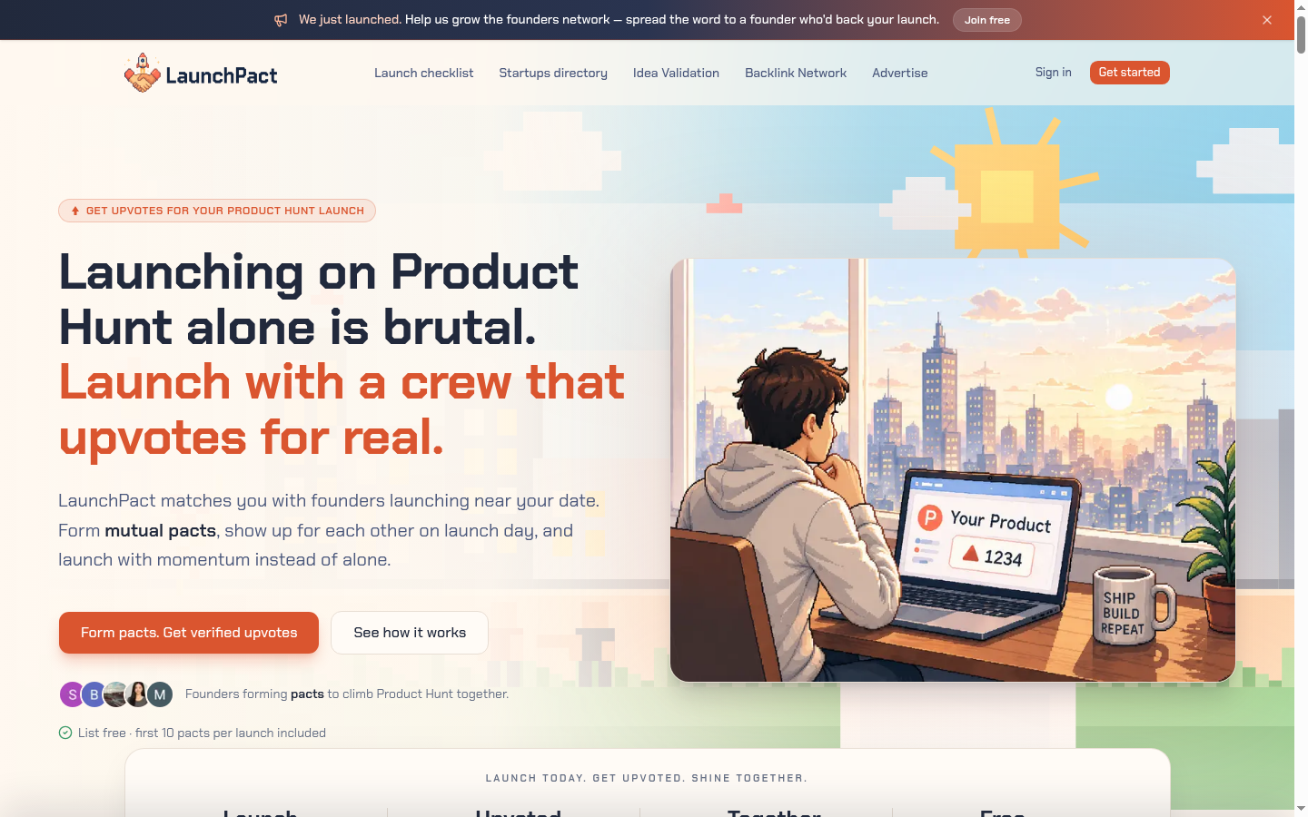 launchpact.io homepage