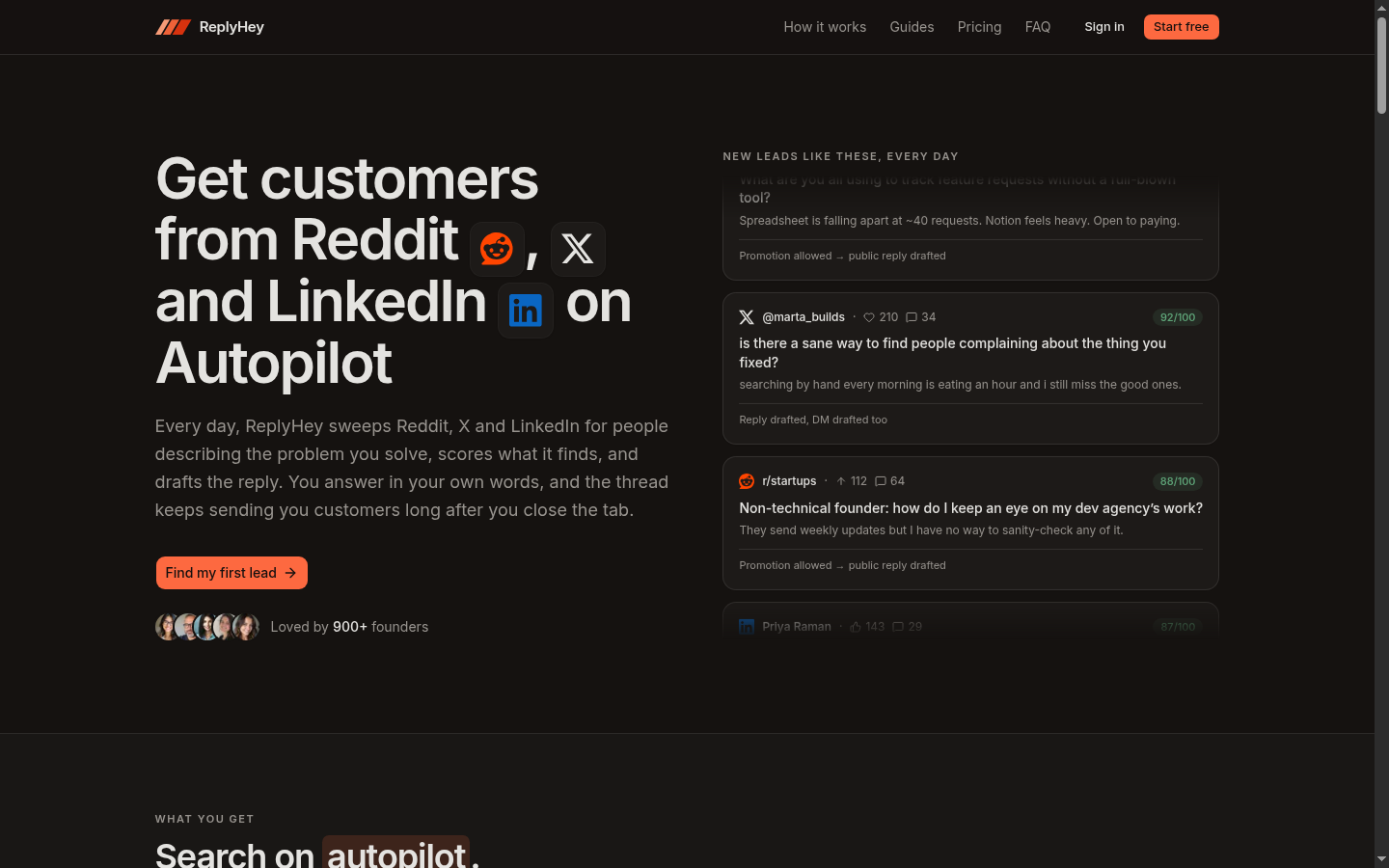 replyhey.com homepage