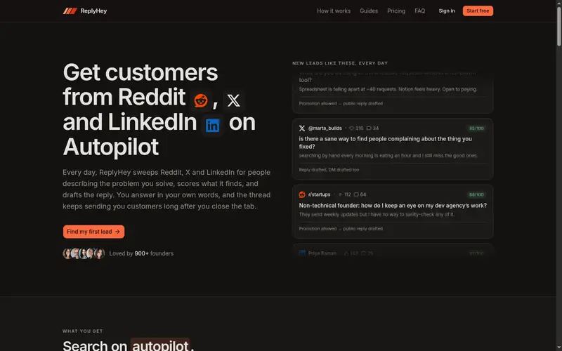 replyhey.com homepage