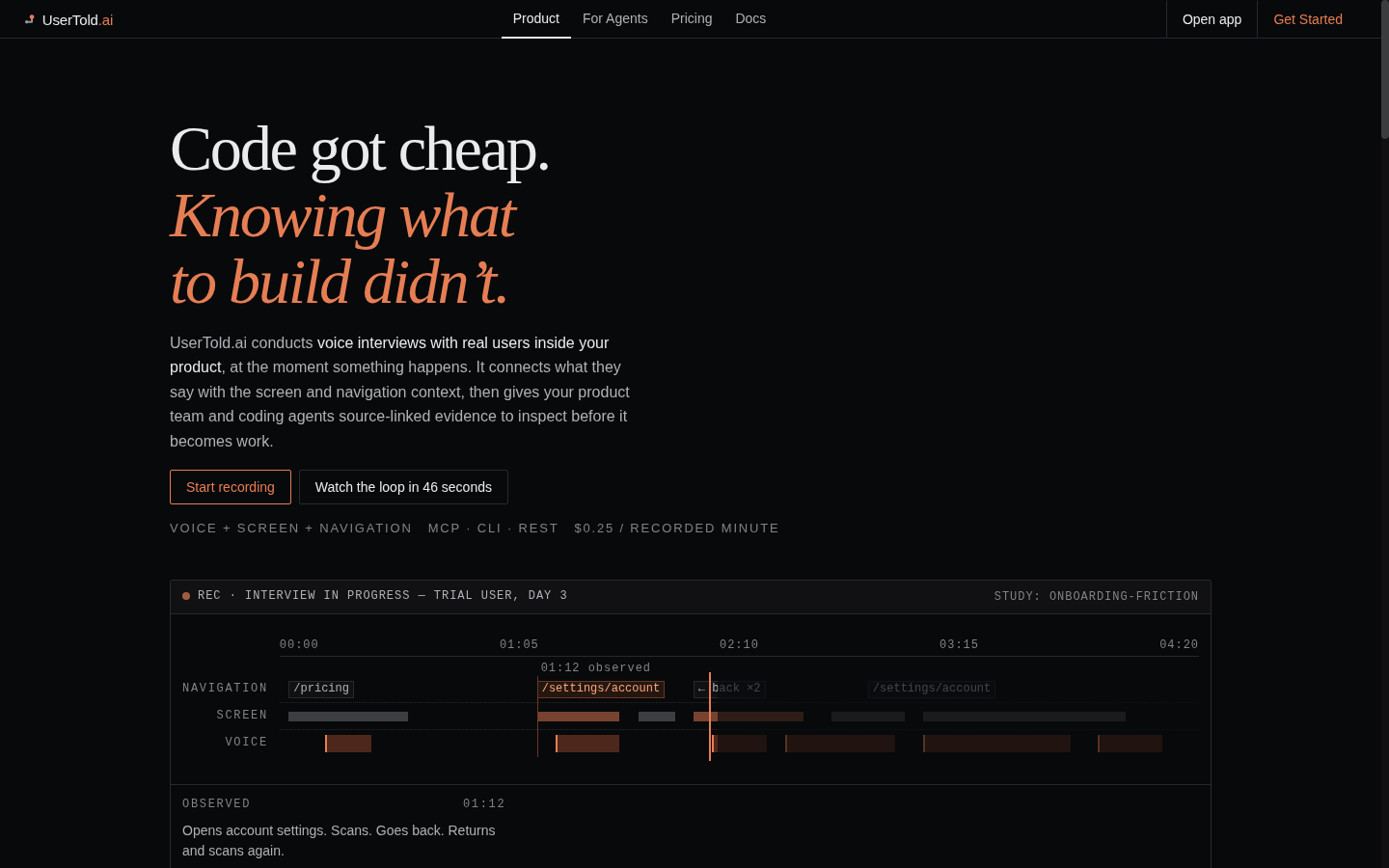 usertold.ai homepage
